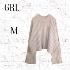 ★【グレイル】リブ編み 　クロップドニット　 長袖　ベージュ　Mサイズ