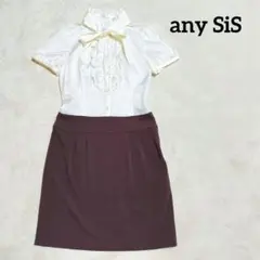 ♡美品♡any SiS  ドッキングワンピース  2(М)  ホワイト×ブラウン