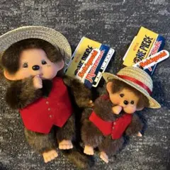 新品タグ付き ワンピース コラボ モンチッチ ぬいぐるみ キーチェーン