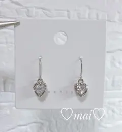No.1370 小ぶり一粒　ジルコニア　ハート　ピアス　イヤリング　ハンドメイド