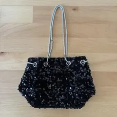 黒 スパンコール パーティーバッグ
