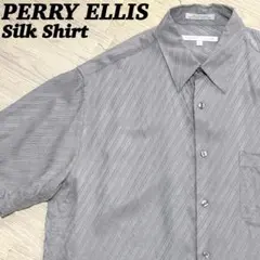 90s PERRY ELLIS シルクシャツ ヴィンテージ グレー Lサイズのサムネイル
