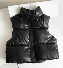 ZARA ブラック レザー ジャケット ベスト XS