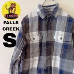 USA古着 FALLS CREEK　ネルシャツS　グレーネイビー　チェックのサムネイル