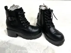 ブラックレースアップブーツ　厚底