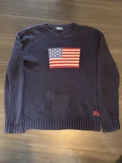 美品‼️ラルフローレン星条旗セーター　vintage 濃紺ニットセーター