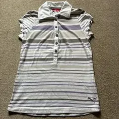 Puma パープル　ストライプ ポロシャツ