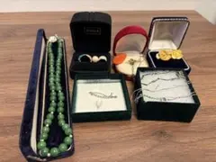 翡翠ネックレス SILVER刻印 天然翡翠 アクセサリーまとめ売り
