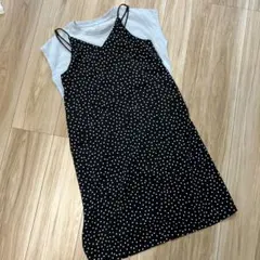 美品 GU 2way ドット柄ワンピース キャミワンピ キッズ 150