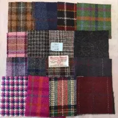 ハリスツイード！カットクロス10㎝×10㎝　16枚　(50)　ラベル1枚つき