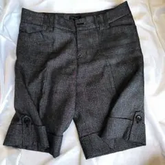 グレー系チェック ショートパンツ ボタン付き