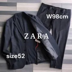 美品 ZARA ストレッチ ウォッシャブル スーツ セットアップ 52 ネイビー