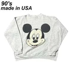 USA製 古着 90's ヘインズ ミッキー ディズニー スウェット 襤褸
