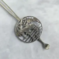 アンティーク　金工　平打ち　簪　銀かんざし　雁　菊花　そ2　着物　浴衣　骨董