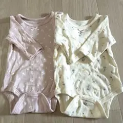 長袖ロンパース　薄手　2枚セット　70 花柄　肌着