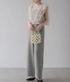 新品未使用！！NEUNA ヌナ　パンツドレス　セットアップ　グレー　ホワイト