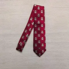 【美品】バーバリー キッズ ネクタイ 赤 クマ柄 シルク100% フォーマル