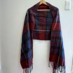 チェック柄フリンジストール マフラーとしても使える！