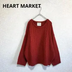 HEART MARKET ケーブル編みニット セーター ゆったり レッド L