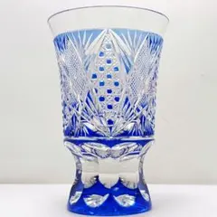 Y2902-12 薩摩切子 ブルー 被せガラス カットガラス タンブラー 　#1