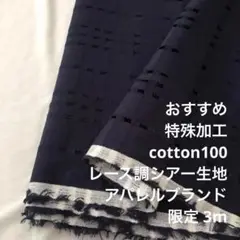2FX/4010◆3m 限定/綿100%特殊加工レース調シアー生地/アパレル