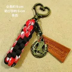 ⑬馬蹄チャーム 古金美　ココペリ本革型押しタグ　パラコードキーホルダー♡ナスカン