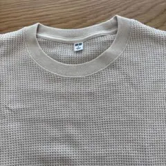 ユニクロ　ワッフルクルーネックＴ　ベージュ　Ｓ