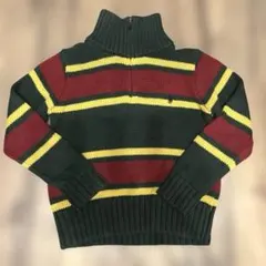 美品　ポロラルフローレン　ジップアップニット　4T 110 マルチボーダー