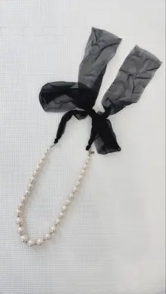 ローリーズファーム　パールシフォンリボンネックレス