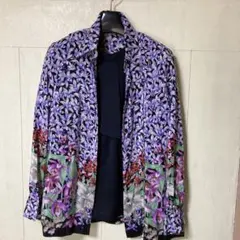美品 シルク100%シャツブラウスＬ 花柄長袖シャツのサムネイル
