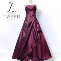 TWEED 高級 ロングドレス カラードレス 演奏会 赤 バーガンディー 11号