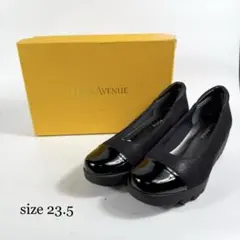 【美品】ヒルズアベニュー　パンプス（23,5）スエード　ウェーブソール　　黒