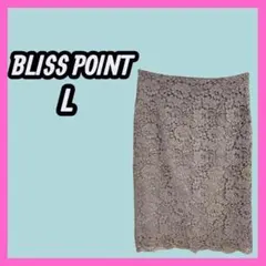 [BLISS POINT] 花柄　レース　膝丈　タイトスカート　スリット　L