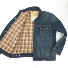 美品▲Levis リーバイス デニムジャケット インディゴ 裏地チェック XL