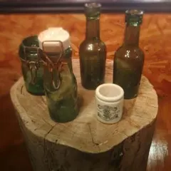 アンティークガラス瓶4点+おまけ 計5点セット