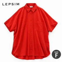 LEPSIM レプシィム 半袖シャツ チュニック オーバーサイズ レッド F 赤のサムネイル