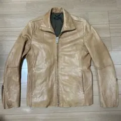 ナノユニバース 羊革 切りっぱなしシングルライダースジャケット