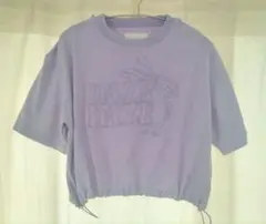 ROGER&RAW ショート丈 半袖Tシャツ 薄紫　ロゴ刺繍入りドローストリングのサムネイル