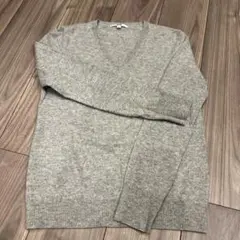 UNIQLO グレー Vネック ニットセーター M カシミヤ100%