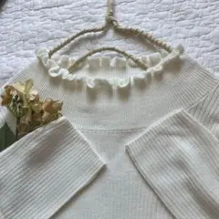 新品★サマンサモスモス ★マシンウォッシャブルリブフリル＊タートルネックニット