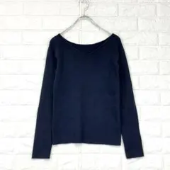 マーキュリーデュオ/F/黒/ニットプルオーバー/Vネック/リブ/秋冬春/トップス