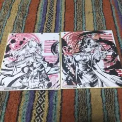 ホロライブ 墨彩の宴 ミニ色紙 さくらみこ 宝鐘マリン みこちマリン船長 墨絵風