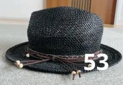 黒　中折れ麦わら帽子