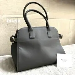 美品✨人気デザイン　DIANA レザー トートバッグ グレー 上品 高見えのサムネイル