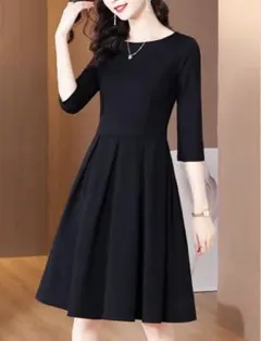 【新品未使用】Aラインワンピース　ブラック　パーティー　フォーマル　タグ付き