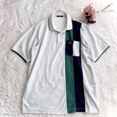 コラッジオ　半袖ポロシャツ　ゴルフウェア　カラーブロックデザイン　速乾性　LL