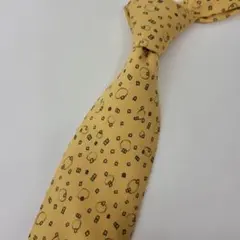 ま*ん様 HERMES エルメス ネクタイ 総柄 イエロー シルク