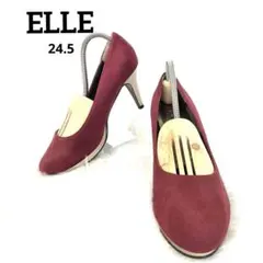 ELLE エル プレーン パンプス スエード ハイヒール プラットフォーム 赤紫のサムネイル