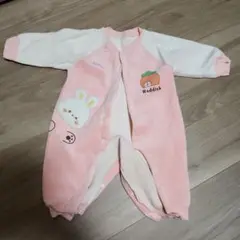 ウサギ刺繍フリースロンパース 66/48