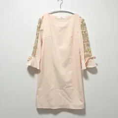 トッコクローゼット　シースルー袖ワンピース　花柄刺繍　フラワー　フレア袖　リボン
